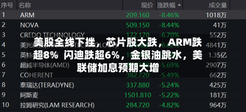 美股全线下挫，芯片股大跌	，ARM跌超8%  闪迪跌超6%，金银油跳水，美联储加息预期大增-第3张图片
