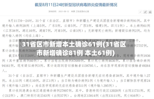 31省区市新增本土确诊61例(31省区市新增确诊81例 本土61例)-第2张图片